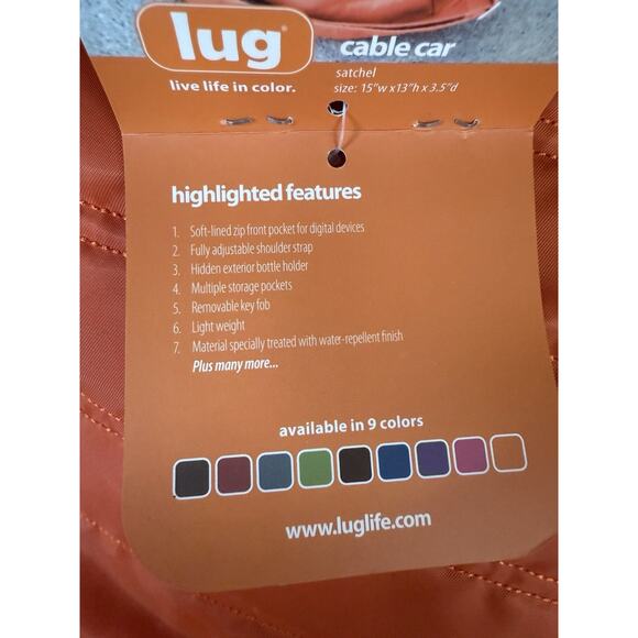 LUG CABLE CAR Purse Sunset Orange Quilted Crossbody Bag Purse Messenger RFID NEW - Picture 4 of 11